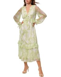 Lipsy - Long Sleeve Floral Print Chiffon Dress - Lyst