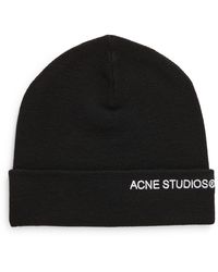 Acne Studios - Embroidered Logo Wool Blend Beanie - Lyst