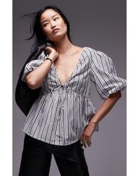 TOPSHOP - Poplin Puff Sleeve Top - Lyst