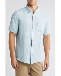 Johnston & Murphy - Antique Dyed Linen Blend Short Sleeve Button-down Shirt - Lyst