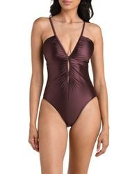 La Blanca - Earth Lace-Up One-Piece Swimsuit - Lyst