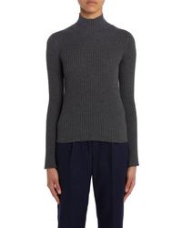 Moncler - Turtleneck Virgin Wool Blend Rib Sweater - Lyst
