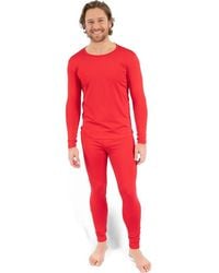 Leveret - Two-Piece Thermal Long Sleeve Solid Pajamas - Lyst