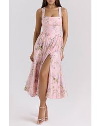 House Of Cb - Minerva Floral Print Chiffon Midi Sundress - Lyst