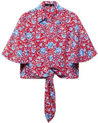 Mango - Floral Tie Front Button-up Shirt - Lyst