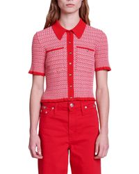 Maje - Manamaille Herringbone Knit Button-up Shirt - Lyst
