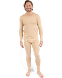 Leveret - Two-Piece Thermal Long Sleeve Solid Pajamas - Lyst
