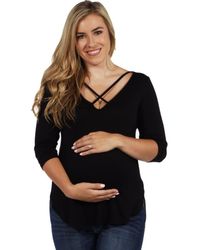 24seven Comfort Apparel - Criss Cross Round Hemline Maternity Tunic Top - Lyst