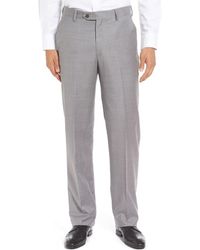 Berle - Flat Front Solid Super 130S Wool Gabardine Trousers - Lyst