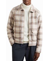 Reiss - Varena Plaid Zip Shirt Jacket - Lyst