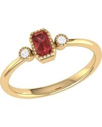 LuvMyJewelry - Emerald Cut Garnet & Diamond Birthstone Ring - Lyst