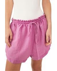Free People - Mirella Linen & Cotton Drawstring Shorts - Lyst