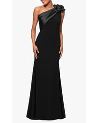 Betsy & Adam - Rosette One-Shoulder Crepe Trumpet Gown - Lyst