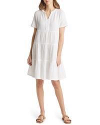 Beach Lunch Lounge - Kris Double Weave Tiered Cotton Dress - Lyst