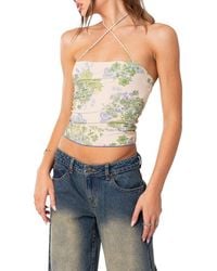 Edikted - Garden Party Floral Print Mesh Top - Lyst