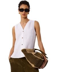 Whistles - Laura Linen Button Up Tank Top - Lyst