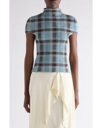 Acne Studios - Plaid Short Sleeve Wool Funnel Neck Sweater - Lyst