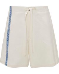 JW Anderson - Logo Tape Cotton & Linen Wide Leg Shorts - Lyst