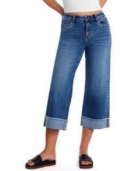HINT OF BLU - Cuffed Ankle Wide Leg Jeans - Lyst
