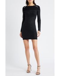 Bebe - Rhinestone Long Sleeve Sweater Dress - Lyst