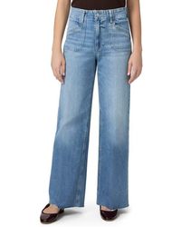 PAIGE - Anessa Raw Hem Welt Pocket High Waist Wide Leg Jeans - Lyst