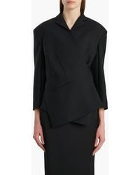 KHAITE - Palto Asymmetric Wool & Silk Cady Wrap Jacket - Lyst