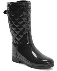 HUNTER - Refined High Gloss Quilted Short Waterproof Rain Boot - Lyst