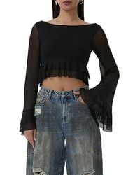 AFRM - Inaya Layered Bell Sleeve Crop Top - Lyst