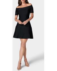 Bebe - Off The Shoulder Bandage Sweater Dress - Lyst