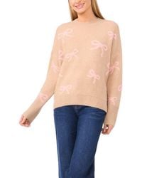 Cece - Bow Jacquard Crewneck Sweater - Lyst