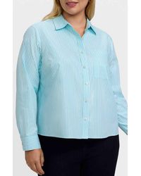 Foxcroft - Jodie Stripe Cotton Button-Up Blouse - Lyst