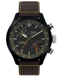 Timex - Waterbury Ace Fly-Back Chronograph Leather Strap Watch - Lyst