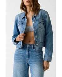 Guess - Lola Crop Denim Trucker Jacket - Lyst