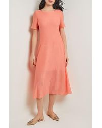 Misook - Tonal Textured Stripe A-Line Midi Dress - Lyst