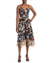Dress the Population - Maren Floral Embroidery Fit & Flare Cocktail Dress - Lyst