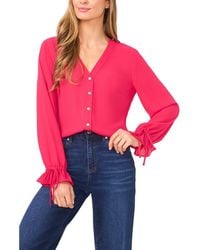 Cece - Tie Cuff Button-Up Top - Lyst