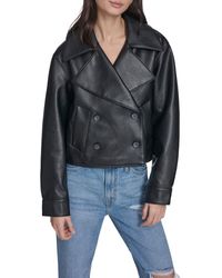 Levi's - Double Breasted Faux Leather Crop Trench Coat - Lyst