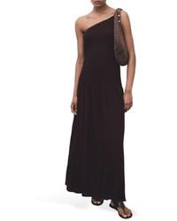 Mango - Asymmetric Smocked One-Shoulder Midi Dress - Lyst