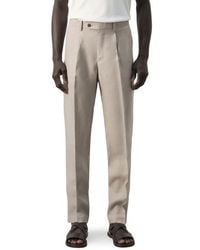Mango - Amalfi Slim Fit Flat Front Tan Linen Suit Pants - Lyst