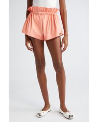 Area - Paperbag Waist Twill Track Shorts - Lyst