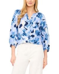 Halogen® - Floral Raglan Balloon Sleeve Button-Up Top - Lyst
