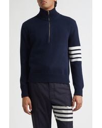 Thom Browne - 4-Bar Jersey Stitch Virgin Wool Half Zip Sweater - Lyst