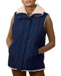 Bernardo - Chevron Quilted Faux Shearling Lined Recycled Polyester Reversible Vest - Lyst