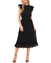 Cece - Clip Dot Flutter Sleeve Midi Dress - Lyst