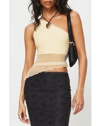 Princess Polly - Gilda One-Shoulder Asymmetric Mesh Crop Top - Lyst