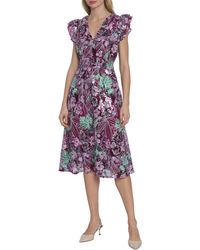 Maggy London - Floral Sequin Midi Dress - Lyst