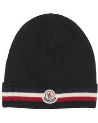 Moncler - Tricolor Stripe Ribbed Wool Beanie - Lyst