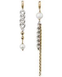 Kate Spade - Chain Reaction Faux Pearl Mismatched Linear Drop Earrings - Lyst