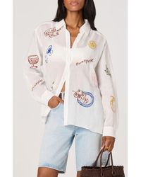 Astr - Trace Embroidered Button-Up Shirt - Lyst