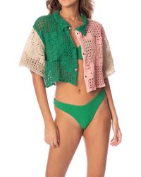 Maaji - Sicilia Colorblock Crop Cover-up Button-up Shirt - Lyst
